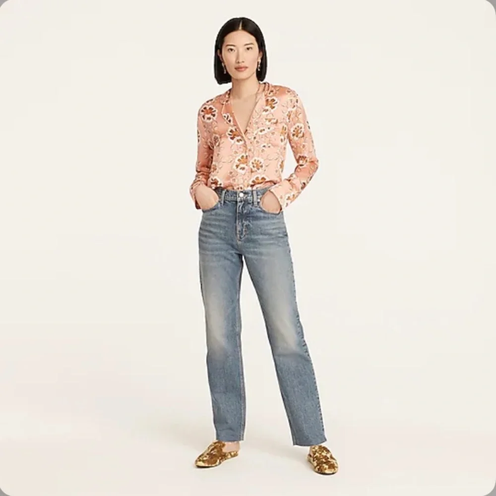 J. Crew NWT Petite High-Rise Full-Length '90s Classic-Straight Jean in Holly Wa…